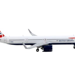 Airbus A321neo Commercial Aircraft "British Airways" White with Tail Stripes 1/400  Airplane by GeminiJets