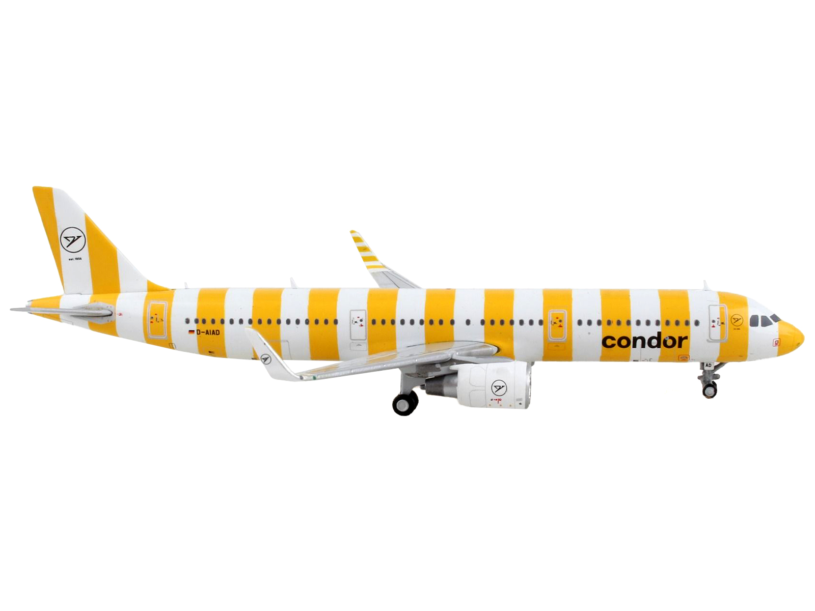 Airbus A321 Commercial Aircraft "Condor Airlines" White and Yellow Stripes 1/400 Airplane by GeminiJets