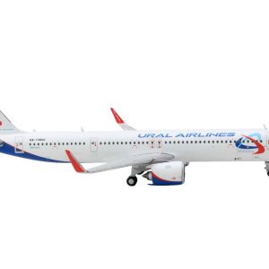 Airbus A321neo Commercial Aircraft "Ural Airlines" White with Blue Tail 1/400  Airplane by GeminiJets