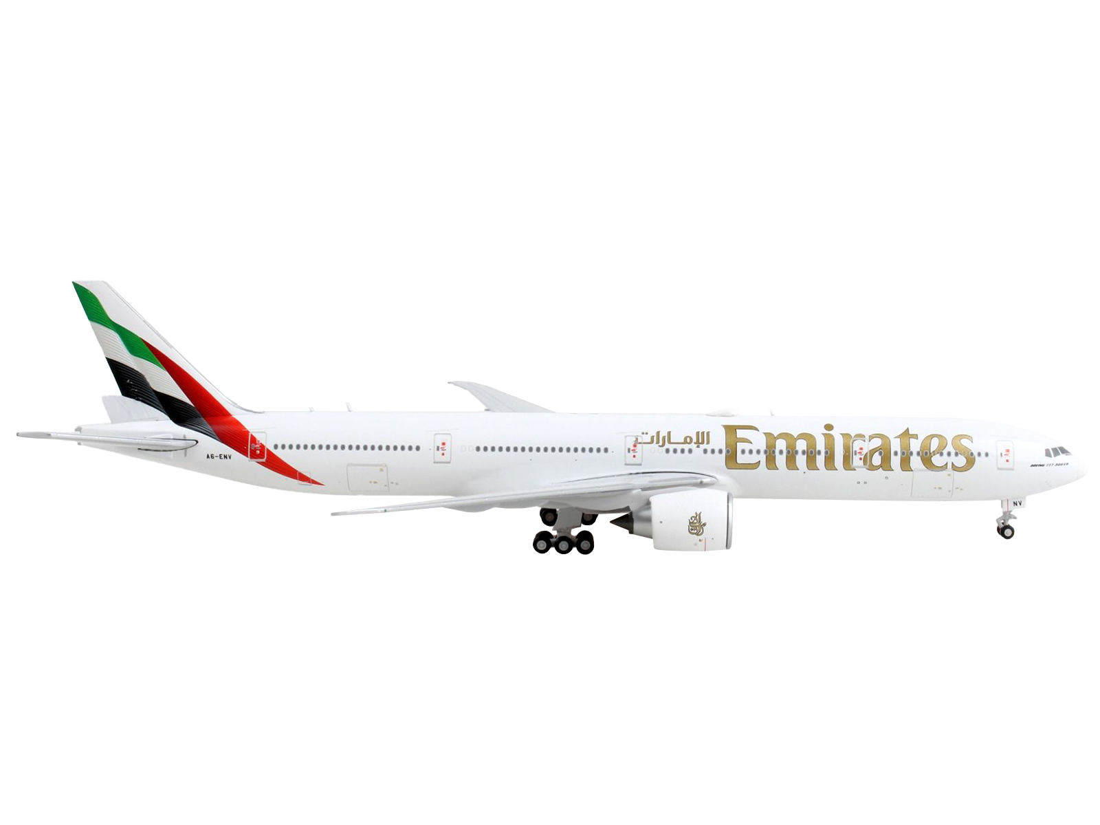 Boeing 777-300ER Commercial Aircraft "Emirates Airlines" White with Tail Stripes 1/400 Airplane by GeminiJets