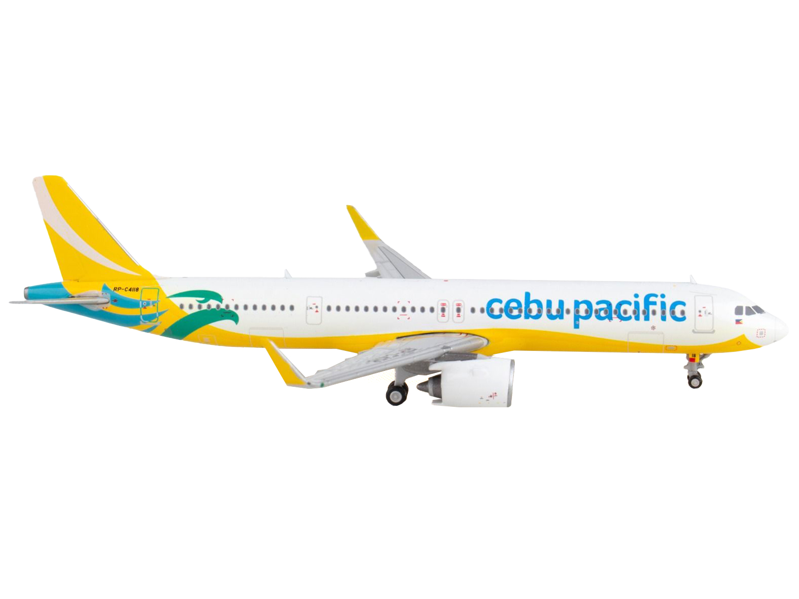 Airbus A321neo Commercial Aircraft "Cebu Pacific" Yellow and White 1/400 Airplane by GeminiJets