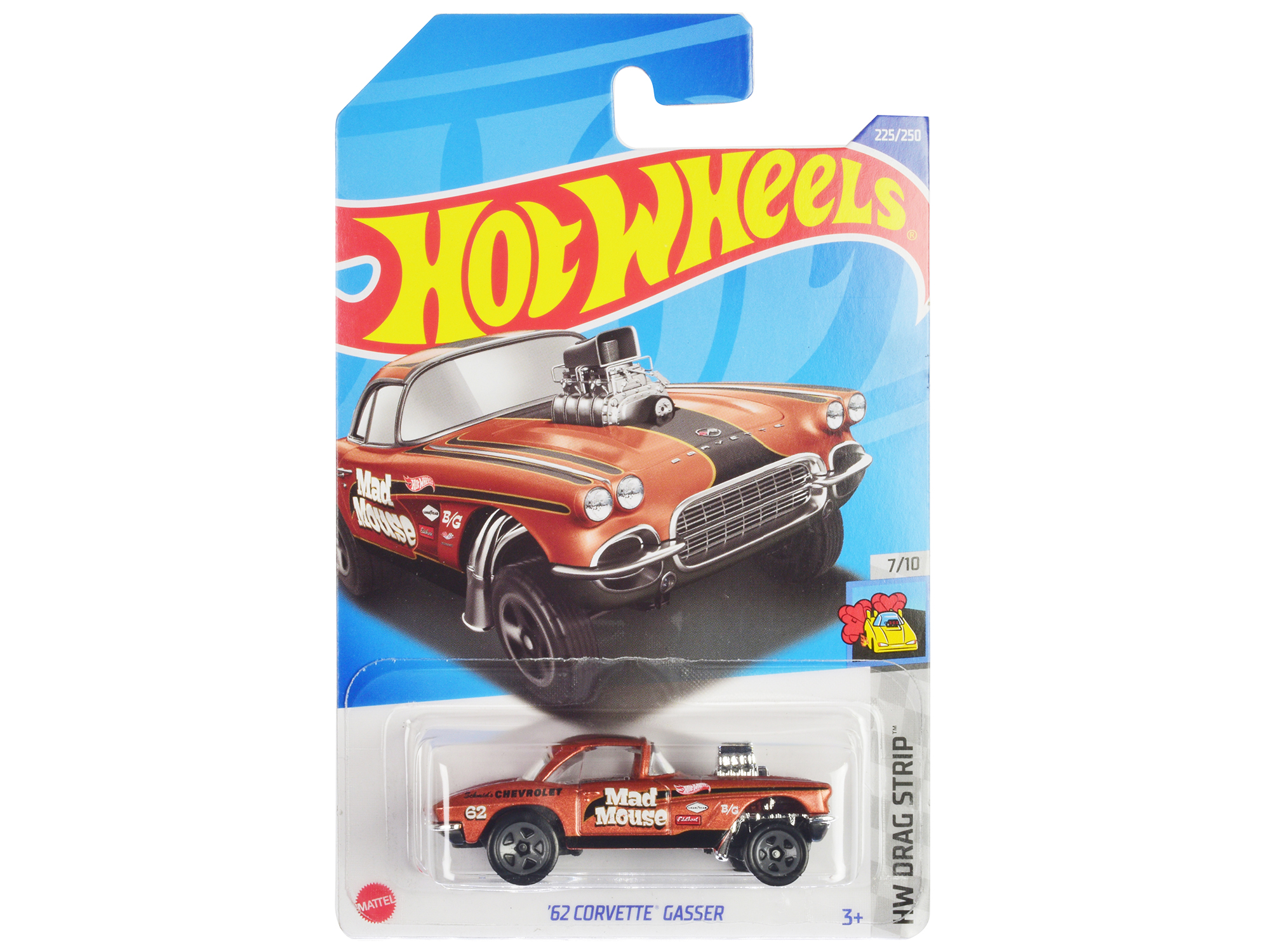 1962 Chevrolet Corvette Gasser "Mad Mouse" Copper Metallic with Black Stripes "HW Drag Strip" Series by Hot Wheels