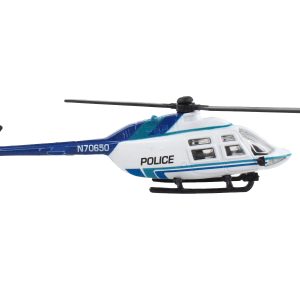 Bell 206 Jetranger Helicopter White and Blue "Police-N70650" with Runway Section  by Runway24