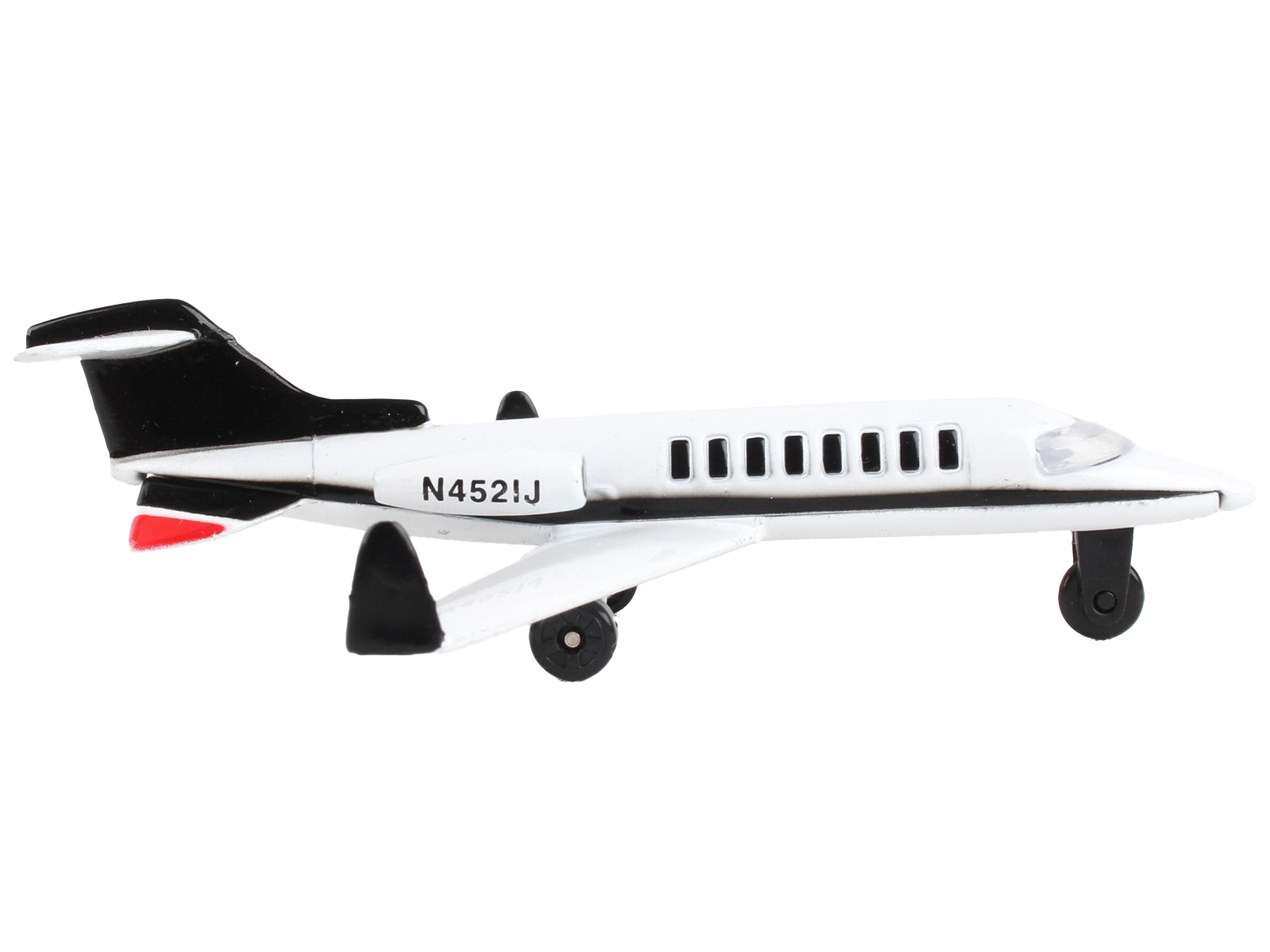 Private Jet Commercial Aircraft White with Black Tail "N452IJ" with Runway Section Airplane by Runway24