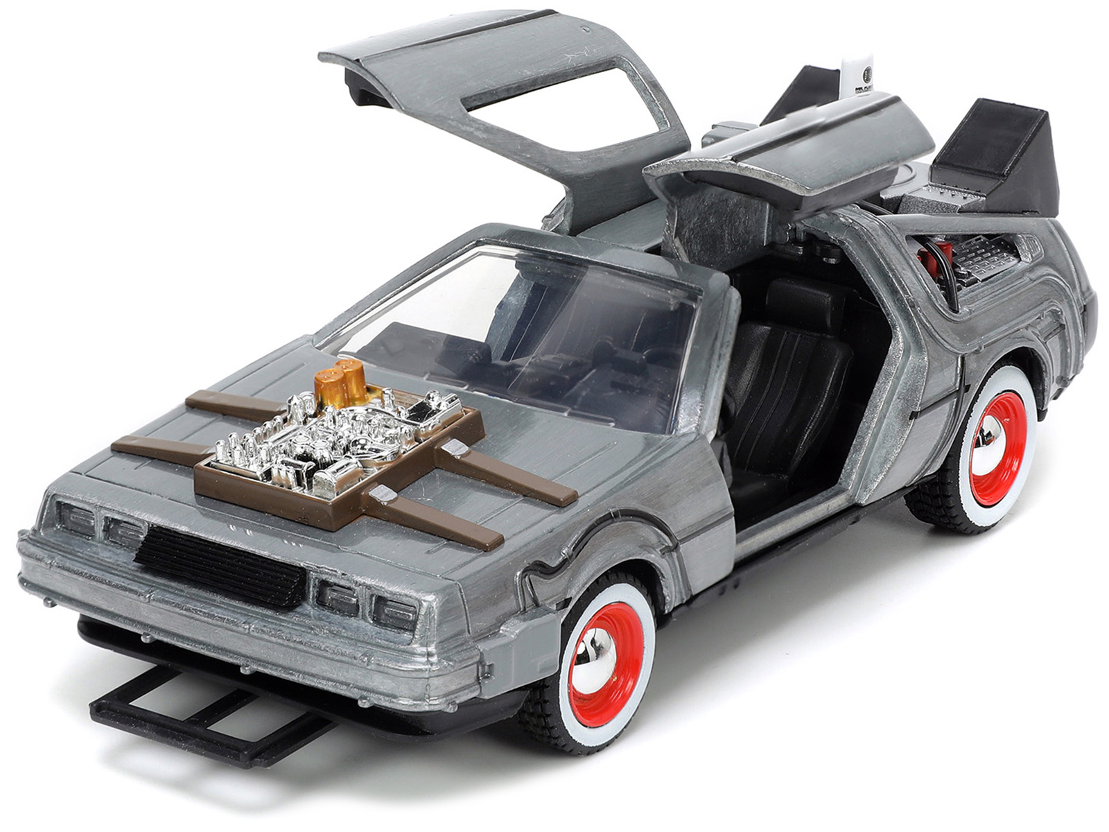 DeLorean DMC (Time Machine) Brushed Metal "Back to the Future Part III" (1990) Movie "Hollywood Rides" Series