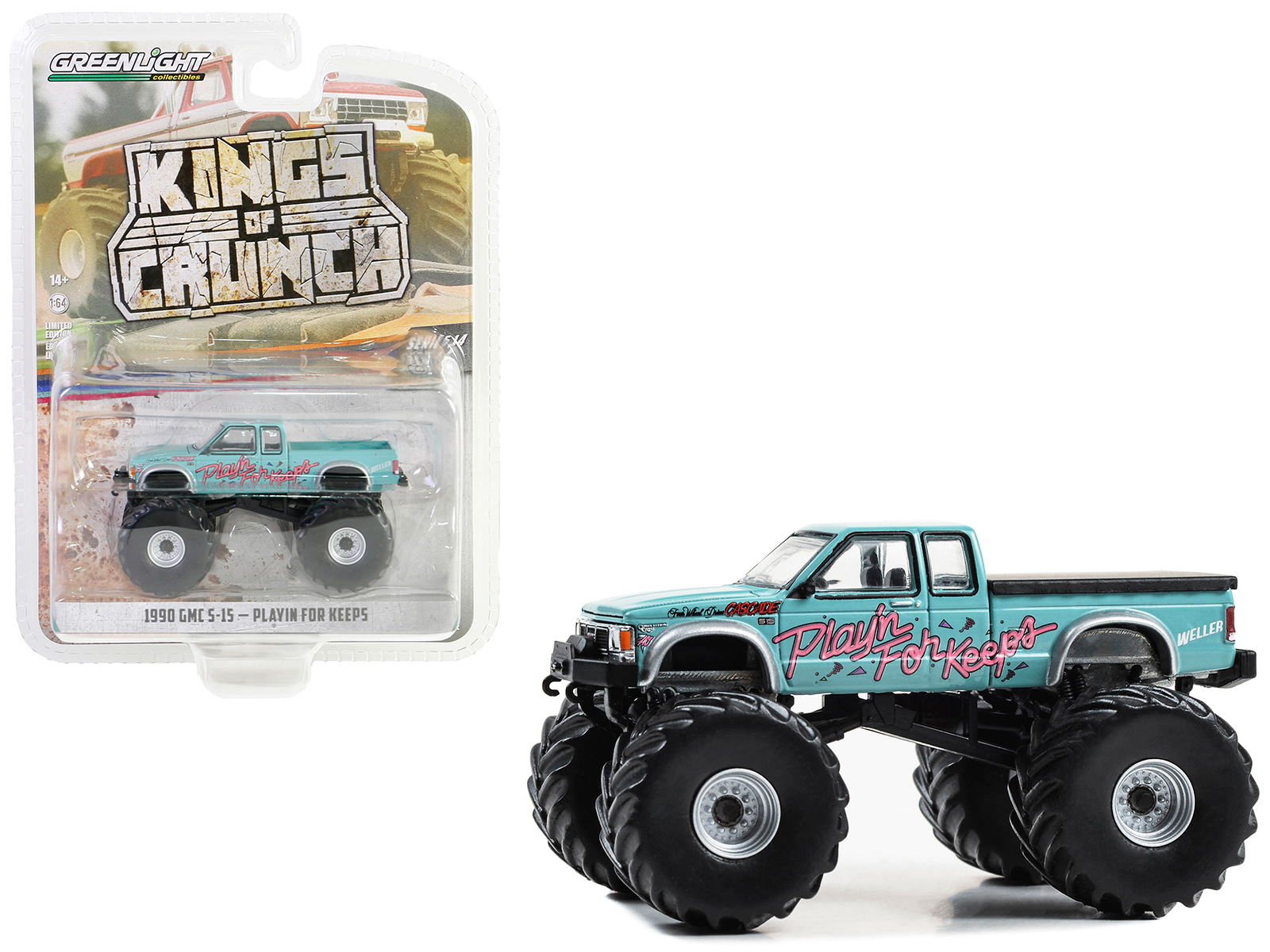 1990 GMC S-15 Monster Truck Light Blue "Playin' for Keeps" "Kings of Crunch" Series 14